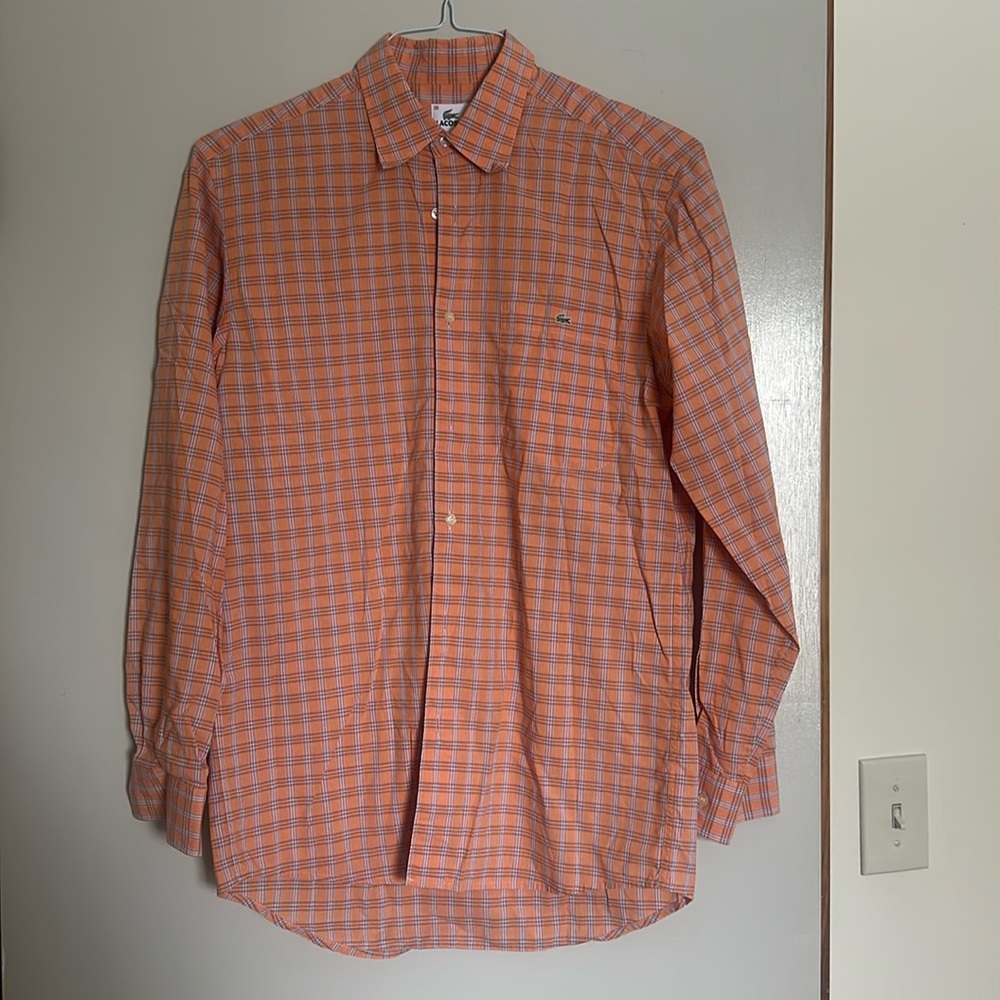 Men’s orange plaid Lacoste shirt